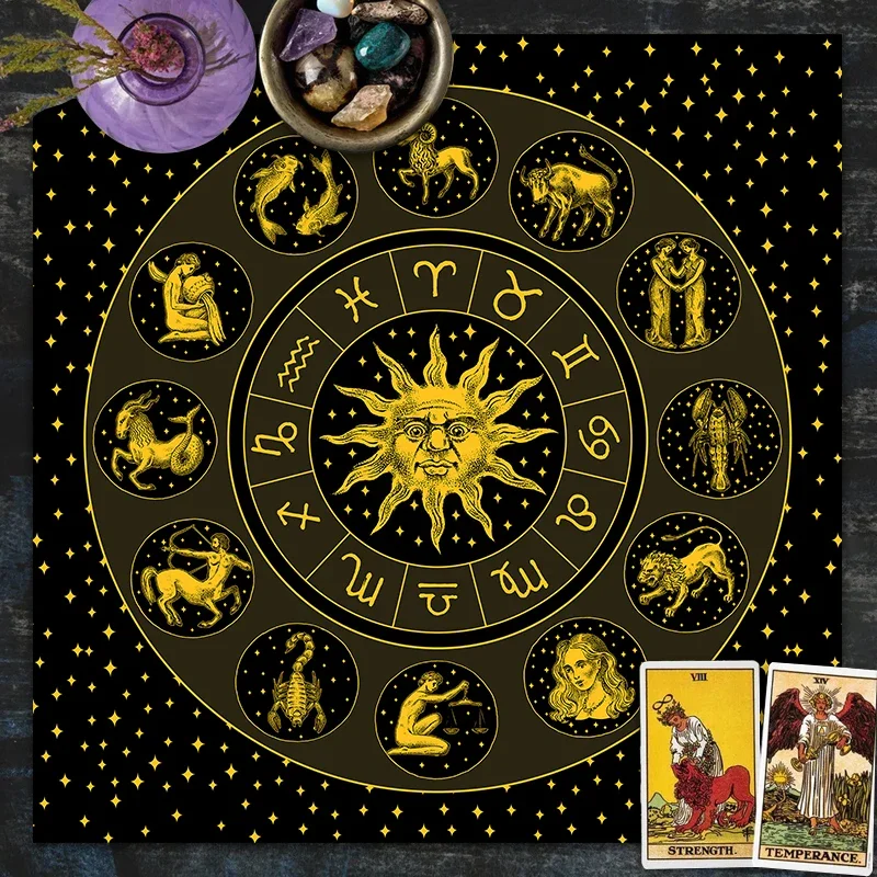 Zodiac Party Games - Ткань для Таро с золотым солнцем
