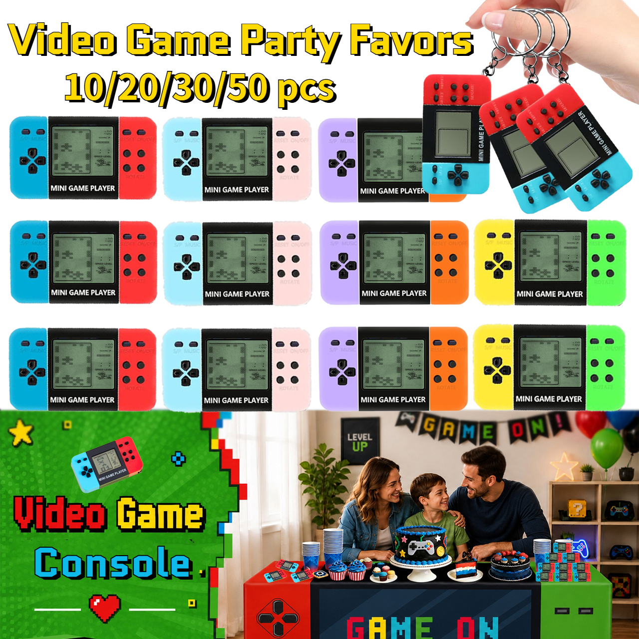 Party Games Console - 10-120 шт. Детские мини-портативные игровые приставки-брелоки: